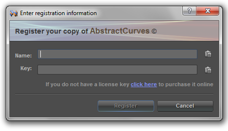 Enter registration information for abstract art generator